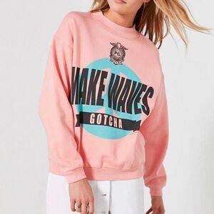 Urban Outfitters Vintage 1987 Make Waves Gotcha Graphic Sweatshirt Pink Medium